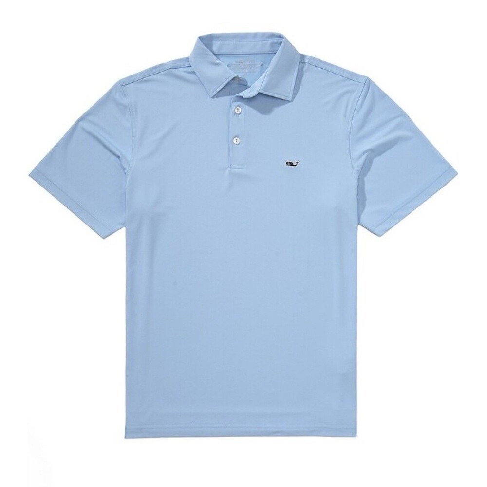 Size L Vineyard Vines Solid Sankaty Mens Performance Polo Jake Blue NWT